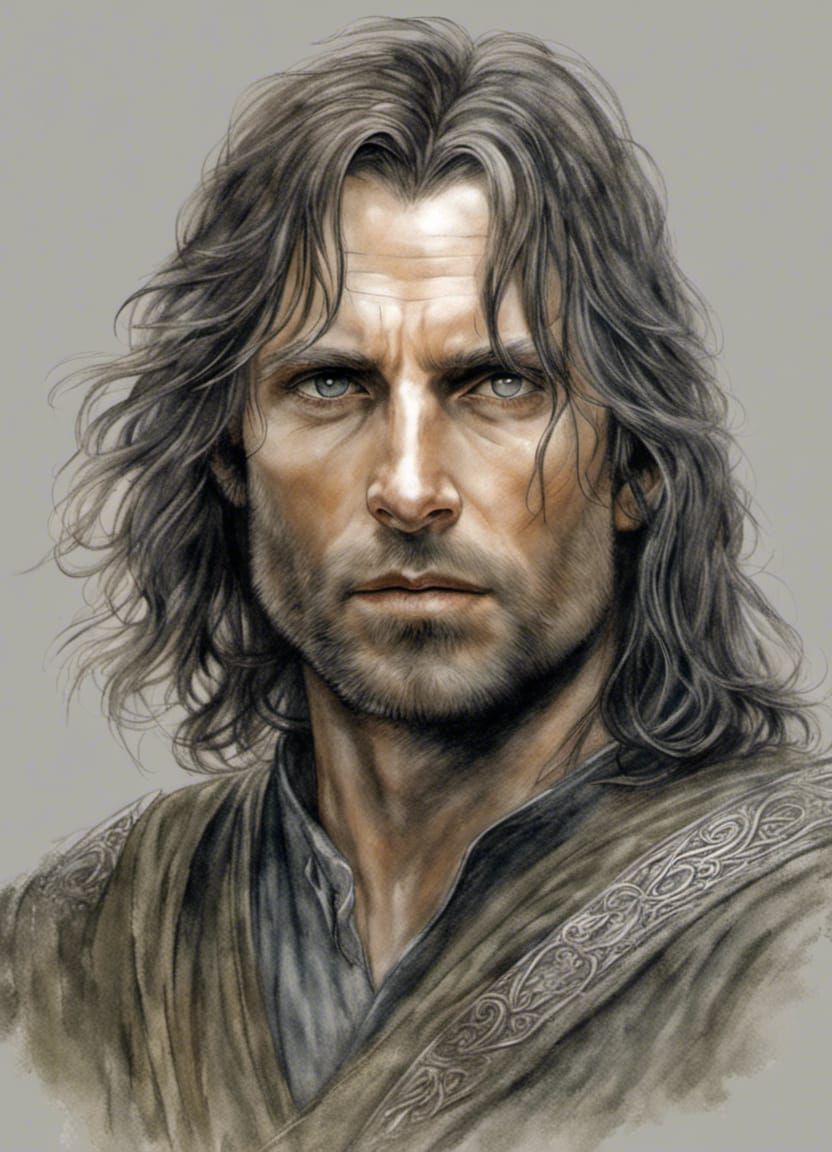 my drawing of Aragorn in celebration of The Return of The King's 20th  anniversary : r/lotr
